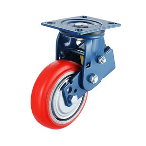 4 5 6 8 Polegada Heavy Duty Double Spring Shock Absorbing Casters Cozimento Azul Pintura Ferro Fundido PU Rodas Mola Carregada Rodízios - Product Image 5