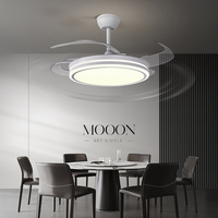 Ventilateur de plafond LED à pales invisibles de 42 pouces, noir, avec télécommande, moderne, à intensité variable, moteur DC, pour salon