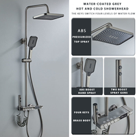 Ensemble de robinet de douche thermostatique mural en laiton poli avec affichage numérique LED, effet pluie, 4 modes, poignée unique, pour hôtel, céramique