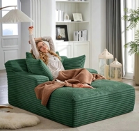 Canapé modulaire en velours avec fonction de couchage, adapté à la chambre ou au salon, aucun assemblage requis
