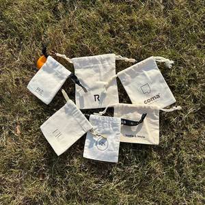 Promotional Price Recyclable White Cotton <b>Drawstring</b> <b>Pouch</b> Custom Dust Proof Bag With Printed Ribbon - Product Image 6