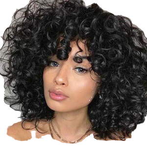 For Remy Hair Water Wave <b>Short</b> Bob <b>Wig</b> with Bangs for Black Women Transparent for Lace Base Glueless Curl - Product Image 1