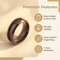 Cincin Opal Hitam Modern 4mm Poles Halus untuk Abu Kremasi Hewan Peliharaan, Perhiasan Kenangan, Stok Pabrik, Nyaman Dipakai, Model Chamfered