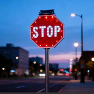 Señal <span class=keywords><strong>de</strong></span> <span class=keywords><strong>Advertencia</strong></span> <span class=keywords><strong>de</strong></span> Tráfico Octogonal LED con Energía Solar, Intermitente, <span class=keywords><strong>de</strong></span> 24 Pulgadas, para Carreteras y Autopistas - Product Image 1