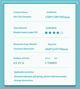 Caja de Música de Madera Skyline de Changsha, Rompecabezas 3D Educativo para Armar, de 51 a 100 Piezas, con Monumentos de la Ciudad, Coleccionable Creativo - Product Image 6
