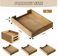 Paquete de 3 bandejas apilables de madera tipo soporte, organizador de archivos de escritorio tamaño A4 para almacenamiento de correo, revistas y papel de oficina