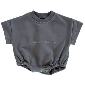 Fashion musim panas balita bayi baru lahir kaus sublimasi polos Romper gelembung lengan pendek kain katun Romper anak perempuan - Product Image 6