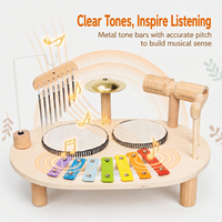 Wooden Musical Instrument Set Montessori Percussion Toy Drum Cymbal Xylophone Chime Rhythm Learning Activity