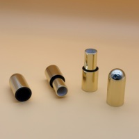 Tube de rouge à lèvres en aluminium/plastique de qualité supérieure, modèle BL7332, finition dorée brillante, design capsule, pour marque privée