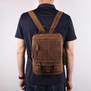 CHANGRONG personnalisé Crazy Horse en <span class=keywords><strong>cuir</strong></span> véritable sac à dos pour hommes Vintage Fashion Style - Product Image 5