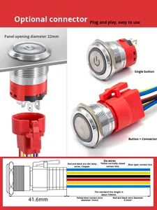 Ip65 gq22mm सेल्फ-लॉकिंग हाई करंट पावर कुंजी लाइट वाटरप्रूफ स्टार्ट/रीसेट पुश प्रकार इलेक्ट्रॉनिक स्विच 1nc संयोजन - Product Image 5