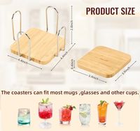 Sous-verres modernes personnalisés en bambou, plateaux à collation en bois, ensemble de sous-verres avec support pour accessoires de bar à café