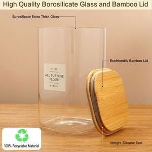 Large Capacity Borosilicate Glass Food <b>Storage</b> <b>Jars</b> Acacia Wood Lid Modern Eco-Friendly <b>Kitchen</b> Camping Use Freshness - Product Image 4