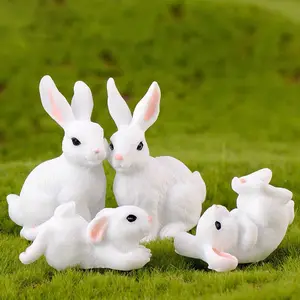 Best Selling Easter Bunny Rabbit Statuette Spring White Sit-sit-prone Resin Bunny Home Decor And Gift