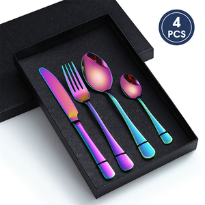 In Stock <strong>Flatware</strong> <strong>Set</strong> 4pcs Gold <strong>Color</strong> Cutlery <strong>Set</strong> Stainless Steel Talheres for Wedding - Product Image 4