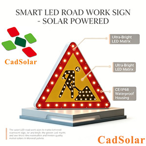 Señal <span class=keywords><strong>de</strong></span> Tráfico LED Solar <span class=keywords><strong>de</strong></span> Aluminio Reflectante, Lámina Reflectante 3M, Señal Triangular <span class=keywords><strong>de</strong></span> Advertencia <span class=keywords><strong>de</strong></span> Trabajadores en el Campo - Product Image 1
