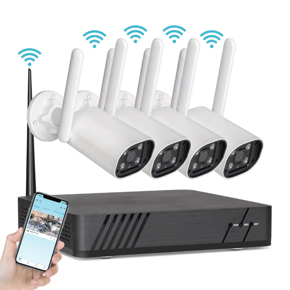 Sistema de câmeras de segurança Cctv sem fio alojado para casas com sistemas de vigilância IP de câmera externa Full Hd Wi-Fi