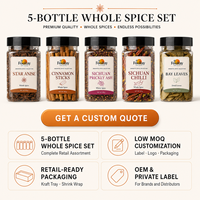 Set de Regalo de Especias para Venta al por Menor, 5 Frascos de Anís Estrellado, Varillas de Canela, Pimienta de Sichuan, Chile Seco y Hojas de Laurel para Distribuidores Mayoristas