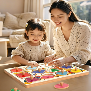 Giocattolo Educativo in Legno, Puzzle <span class=keywords><strong>per</strong></span> <span class=keywords><strong>Bambini</strong></span> <span class=keywords><strong>per</strong></span> l'Apprendimento Precoce e lo Sviluppo Cognitivo 2-4 <span class=keywords><strong>Anni</strong></span>, Giochi di Puzzle con Pioli - Product Image 2