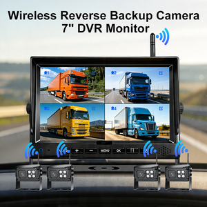 <b>Car</b> Security 7 Inch DVR Monitor Wireless Camera Kit Night Vision 4CH Bus Truck <b>Trailer</b> Backup System YB-Wireless-M05-4 7 Inch HD - Product Image 1