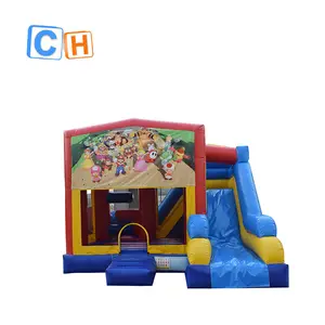 Combo inflable de Venta caliente con pancarta de dibujos animados extraíble, tobogán de salto inflable para fiesta