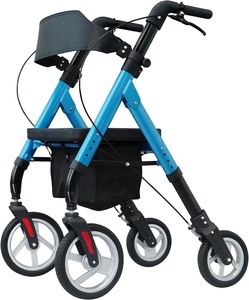 Siêu dễ dàng gấp barective Walker người cao niên nặng 10big bánh xe phía trước lăn di động đi bộ Hỗ trợ khung nhôm màu xanh - Product Image 1
