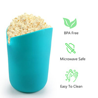 Bol réutilisable en silicone alimentaire pliable pour faire des pop-corn, avec couvercle, idéal pour les soirées cinéma, lavable