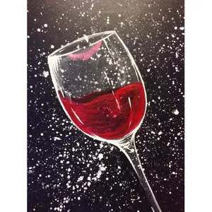 Pittura diamante all'ingrosso trapano completo bicchiere da vino rosso e stampa labbra rosa ricamo diamante fai da te pittura artistica decorazione della casa della parete