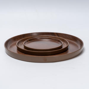 <span class=keywords><strong>Service</strong></span> de table pour assiette à salade 8 ", assiettes en mélamine noir, Grain de bois gris - Product Image 1