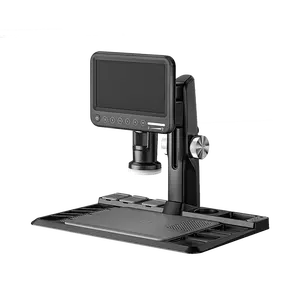 Microscópio digital com controle remoto, ampliação de 1600x 7 polegadas ips lcd sensível ao toque usb, com controle remoto wireless