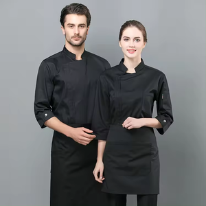 Fabricación personalizada de poliéster algodón Chef chaquetas transpirable cocina Hotel restaurante cafetería Catering Chef <span class=keywords><strong>camarero</strong></span> - Product Image 5