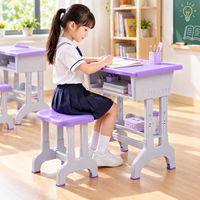 Ensemble de bureau et tabouret incurvé en PP pour salle de classe, hauteur fixe, mobilier scolaire, bureau et chaise d'élève en plastique, OEM ODM