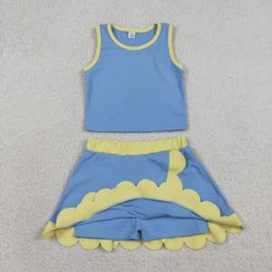 Ropa Deportiva RTS para Niños, Ropa de Verano para Niños, Diseños con Bordes Ondulados, Pantalones Cortos con Forro, Ropa de Yoga para Hermanas, Conjuntos de Ropa para Niños - Product Image 4