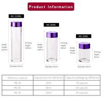 Conteneur transparent coloré de 50 ml, 80 ml, 120 ml, pour médicaments, vitamines, capsules, compléments alimentaires, en plastique, pour animaux de compagnie, flacon de pilules en capsule souple