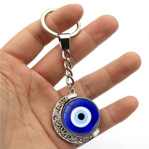 Porte-clés Œil du Diable rotatif à 360 degrés avec pendentif lune, porte-clés porte-bonheur Œil du Diable pour sac et voiture - Product Image 1