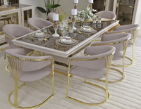 Chaise de Salle à Manger d'Hôtel Luxe Léger, Fauteuil de Restaurant Moderne avec Structure en Acier Inoxydable Doré
