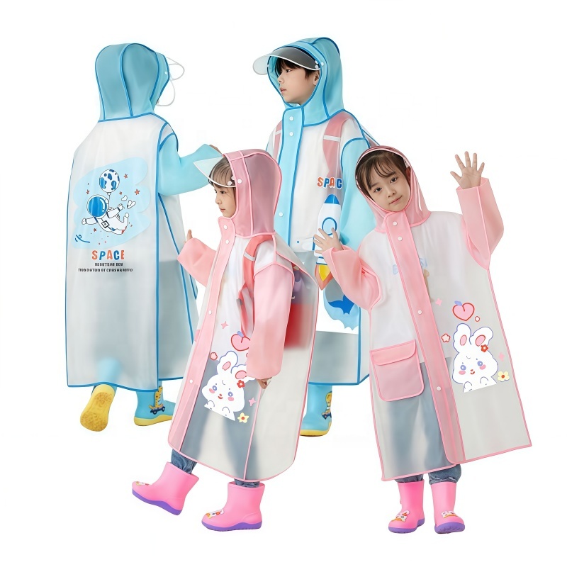 Kids Waterproof Raincoat Jumpsuit - Reflective Cartoon Coverall With Hood For Boys & Girls