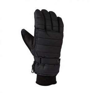 Women's Winter <b>Ski</b> Gloves Quilted Thermal Wrist Length Black Polyester Cotton Casual Outdoor Use - Product Image 2