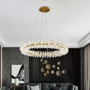 Nuovo stile popolare vetro oro lampadari di cristallo Led lampada a sospensione rotonda di qualità Led in acciaio inox anello ciondolo luce - Product Image 4
