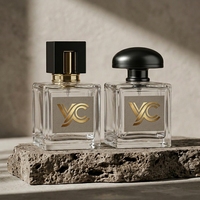 Flacon de parfum carré transparent YC Gold Label avec double capuchon noir, capacité de 10 ml, parfum longue durée, cadeau