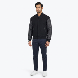 Men's Bomber <b>Jacket</b> Front Logo <b>Fleece</b> <b>Lined</b> Breathable Winter Casual Stylish City Look Everyday Outfits Polyester/Cotton Blend - Product Image 1