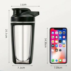 Bouteille shaker à protéines en plastique à double paroi avec logo personnalisé 2026, base ronde - Product Image 2