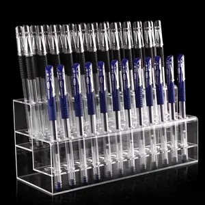 2 Step Acrylic Desk Organizer Pen holder cosmetics brushes eyebrow pens Rack stationery Store display Stand for Pens