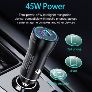 Chargeur de voiture USB-C avec charge rapide (QC3.0/PD) 75W, design magnétique, matériau ABS ignifuge pour téléphone portable et appareil photo - Product Image 3
