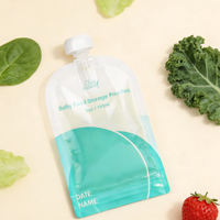 Pochette à presser pour aliments pour bébés personnalisable OEM/ODM - Sachet de purée de fruits à motif de dessin animé avec cuillère intégrée pour l'alimentation des nouveau-nés et des nourrissons