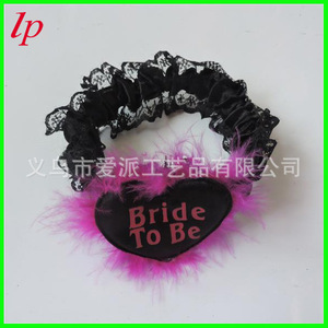 Calentador de piernas con forma de corazón para novia, encaje negro, plumas rosas, accesorio para despedida de soltera LPP2021 - Product Image 2