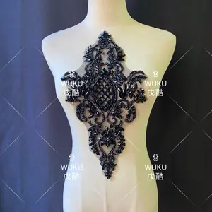 wuku手工制作beadshoute时装连衣裙水晶蕾丝缝制图案贴花贴片