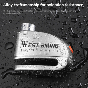 Kunci Rem Cakram Sepeda Motor Listrik WEST BIKING 130DB <span class=keywords><strong>Alarm</strong></span> Sepeda Kunci Rem Cakram dengan Sidik Jari dan Bluetooth - Product Image 5