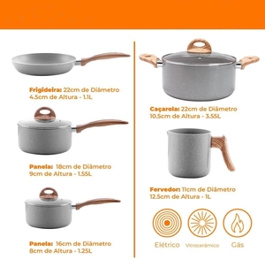 Baterías de cocina de mármol gris serie Profesional juego de ollas de cocina utensilios de cocina de cerámica - Product Image 2