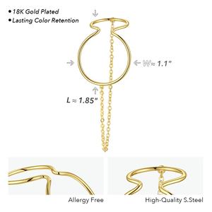 Joyería de Latón chapado en oro de 18K, cadena curva, Clip para oreja sin Piercing, pendientes E191124 - Product Image 4